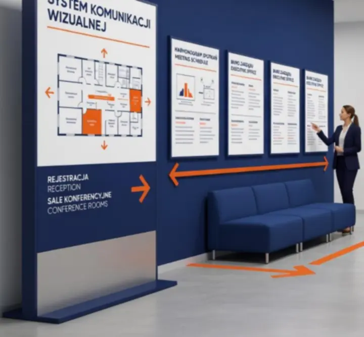 System komunikacji wizualnej w przestrzeni firmowej